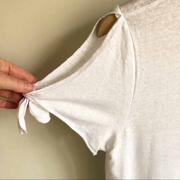 CHASER White Tie-Sleeve V Neck Top Size Small - Picture 5 of 8